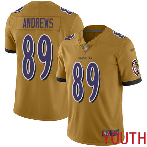 Baltimore Ravens Limited Gold Youth Mark Andrews Jersey NFL Football #89 Inverted Legend